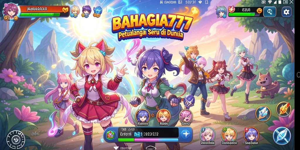Tampilan gameplay BAHAGIA777 yang penuh warna dan karakter menarik.