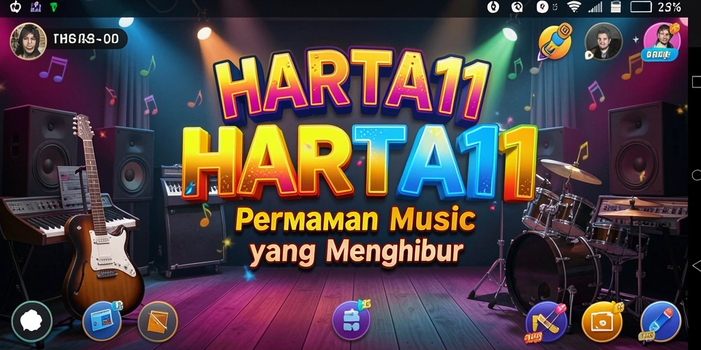 Tangkapan layar HARTA11 menunjukkan pemain beraksi dalam permainan musik yang seru.