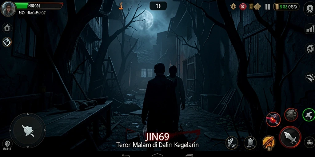 Tampilan gameplay <strong>JIN69</strong> yang menegangkan dengan efek suara mencekam.