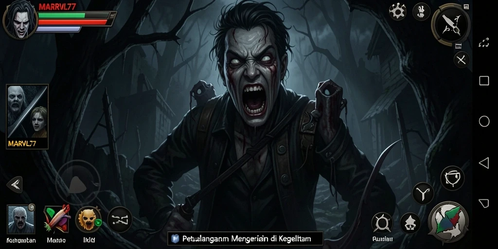 Tangkapan layar MARVRL77 menunjukkan momen mencekam dalam suasana horor.