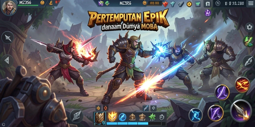 Screenshot gameplay MZ356 menampilkan pertempuran seru antar tim.