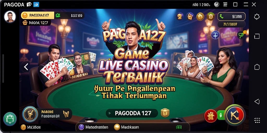 Tangkapan layar dari permainan Live Casino di PAGODA127 yang menampilkan dealer dan pemain.