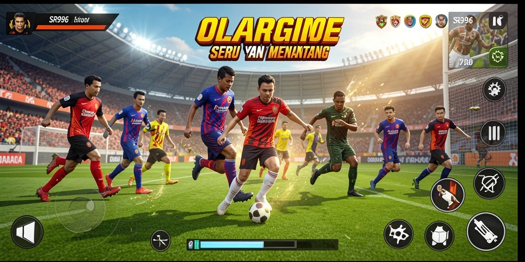 Screenshot utama SR996 menampilkan aksi mendebarkan dalam permainan olahraga.
