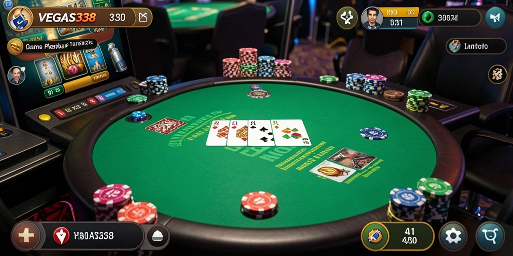 Tampilan gameplay poker yang seru dan menantang di VEGAS338.