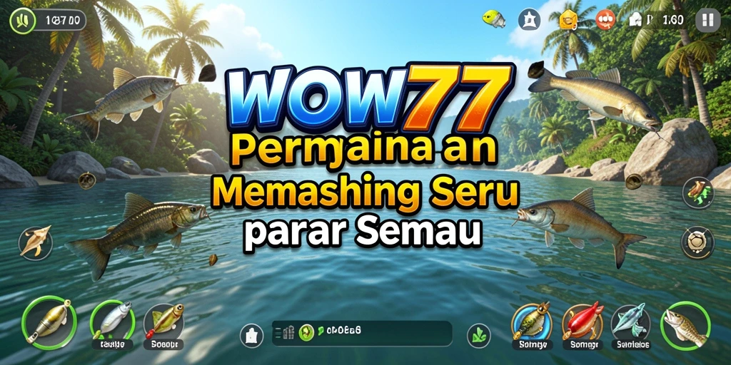 Screenshot WOW77 menampilkan aksi memancing yang seru di lokasi yang indah.